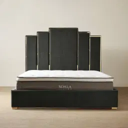 Jacques Charcoal Velvet King Bed - Gold Frame