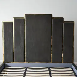 Jacques Charcoal Velvet King Bed - Gold Frame