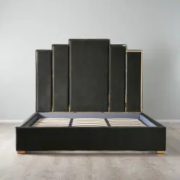 Jacques Charcoal Velvet King Bed - Gold Frame