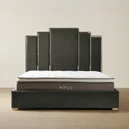 Jacques Charcoal Velvet King Bed - Gold Frame