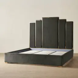 Jacques Charcoal Velvet King Bed - Gold Frame