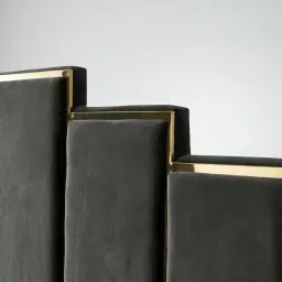 Jacques Charcoal Velvet Queen Bed - Gold Frame