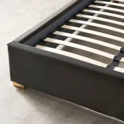 Jacques Charcoal Velvet Queen Bed - Gold Frame