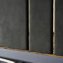 Jacques Charcoal Velvet Queen Bed - Gold Frame
