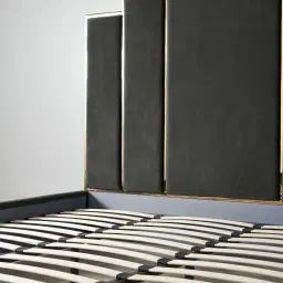 Jacques Charcoal Velvet Queen Bed - Gold Frame