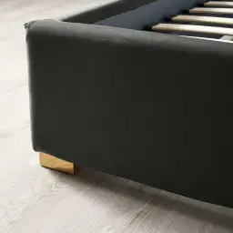 Jacques Charcoal Velvet Queen Bed - Gold Frame