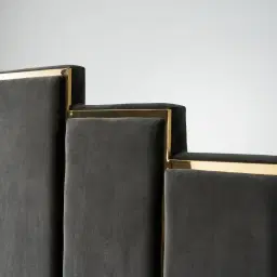 Jacques Charcoal Velvet Queen Bed - Gold Frame