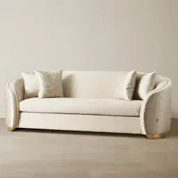 Hyacinth Cream Velvet 3-Seater Sofa