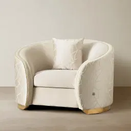 Hyacinth Cream Velvet with Back Pattern Chair