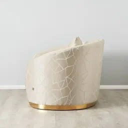 Hyacinth Cream Velvet with Back Pattern Chair