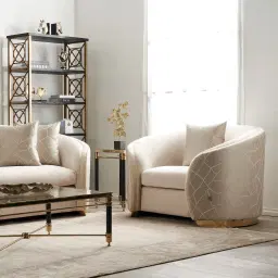 Hyacinth Cream Velvet with Back Pattern Chair