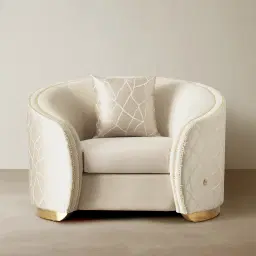 Hyacinth Cream Velvet with Back Pattern Chair