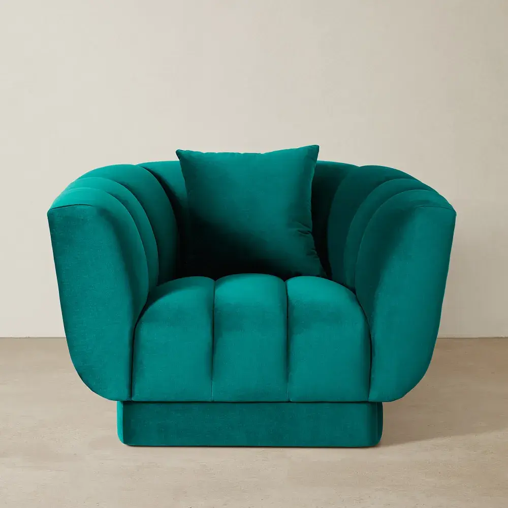Fransesca Peacock Blue Velvet Occasional Chair