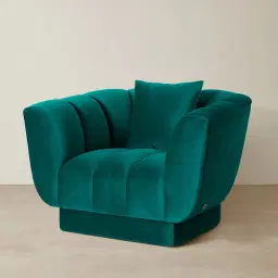 Fransesca Peacock Blue Velvet Occasional Chair