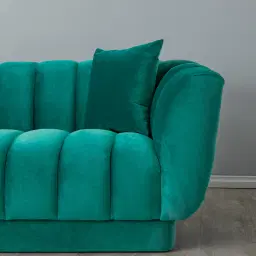 Fransesca Peacock Blue Velvet 3-Seater Sofa 