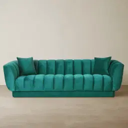 Fransesca Peacock Blue Velvet 3-Seater Sofa 