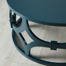 Lalique Peacock Blue Veneer Coffee Table 