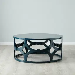 Lalique Peacock Blue Veneer Coffee Table 