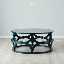 Lalique Peacock Blue Veneer Coffee Table 