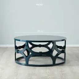Lalique Peacock Blue Veneer Coffee Table 