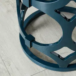 Lalique Peacock Blue Veneer Side Table 