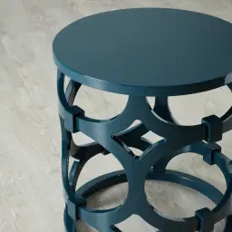 Lalique Peacock Blue Veneer Side Table 
