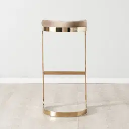 Rouven Beige Velvet 79cm Bar Stool - Champagne Gold Legs
