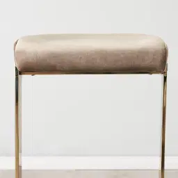 Rouven Beige Velvet 79cm Bar Stool - Champagne Gold Legs