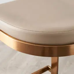 Rouven Sand Beige Vegan Leather 79cm Bar Stool - Brushed Gold Legs