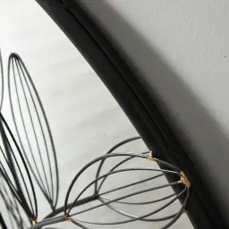Zinia Black Round Mirror