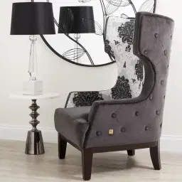 Zinia Black Round Mirror