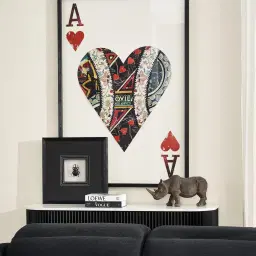 Ace of Hearts Framed Paper Collage