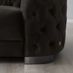 Kelly Charcoal Velvet 3 Seater Sofa - Black Nickel Legs