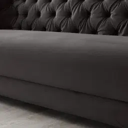 Kelly Charcoal Velvet 3 Seater Sofa - Black Nickel Legs