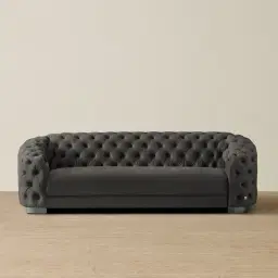 Kelly Charcoal Velvet 3 Seater Sofa - Black Nickel Legs