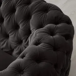 Kelly Charcoal Velvet 3 Seater Sofa - Black Nickel Legs