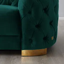 Kelly Peacock Blue Velvet 3 Seater Sofa - Gold Legs