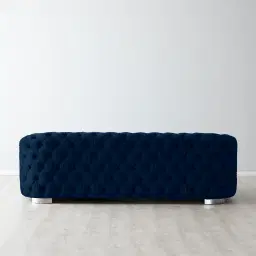 Kelly Navy Blue Velvet 3-Seater Sofa - Silver Legs