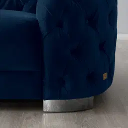 Kelly Navy Blue Velvet 3-Seater Sofa - Silver Legs