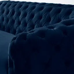 Kelly Navy Blue Velvet 3-Seater Sofa - Silver Legs