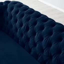 Kelly Navy Blue Velvet 3-Seater Sofa - Silver Legs