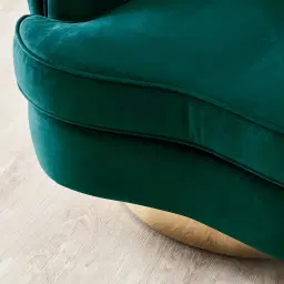 Kelly Peacock Blue Velvet Swivel Chair - Gold Leg