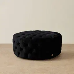 Kelly Black Velvet Ottoman