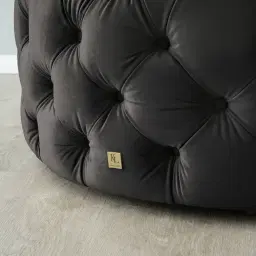 Kelly Charcoal Velvet Ottoman