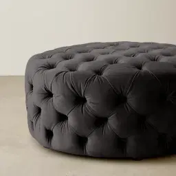Kelly Charcoal Velvet Ottoman