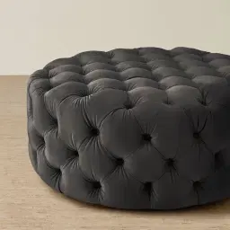 Kelly Charcoal Velvet Ottoman