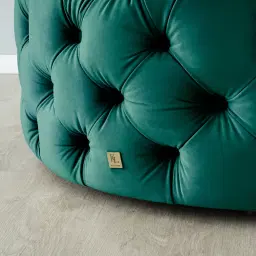 Kelly Peacock Blue Velvet Ottoman 