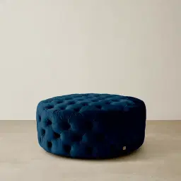 Kelly Navy Blue Velvet Ottoman
