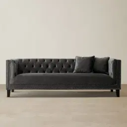 Vogue Charcoal Velvet 3-Seater Sofa 