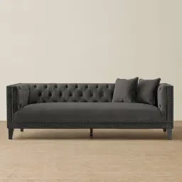 Vogue Charcoal Velvet 3-Seater Sofa 